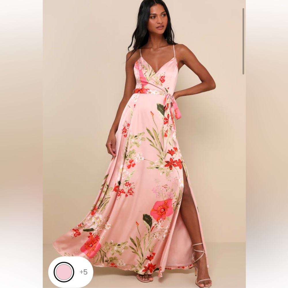 Ethereal romantic pink floral maxi, satin feel